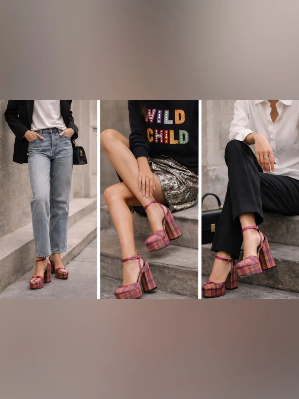 Larroudé Plaid Platform Heels – Pink Multi Statement Ankle Strap Pumps - size 9 - Picture 12 of 12
